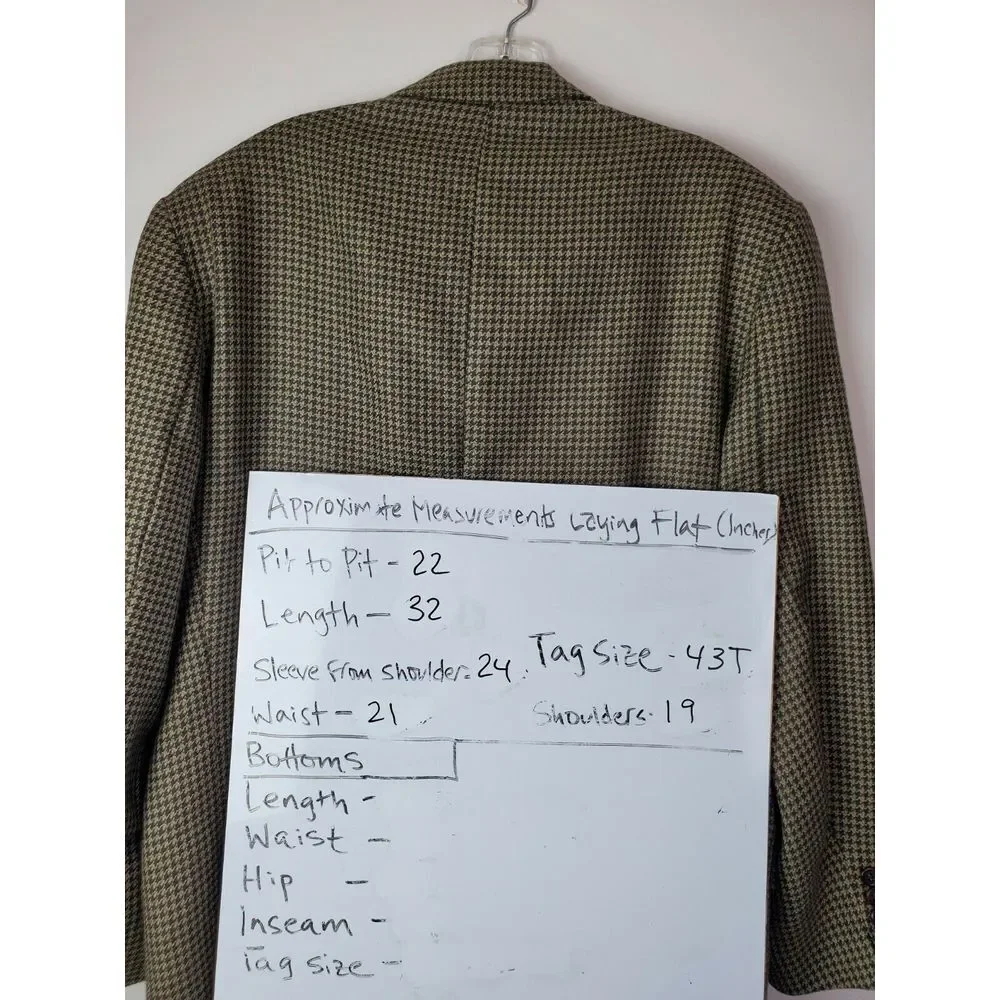Chaps Ralph Lauren Houndstooth Sport Coat Blazer Jacket Mens‎ 43T Wool
